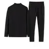 Ropa interior térmica deportiva informal con forro polar para hombres, jóvenes, de mediana edad y mayores, gruesa, para otoño, para hombres y mujeres.