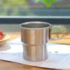 Taza de Café de Acero Inoxidable 304 con Mango de Madera Anti-quemaduras, Portátil para Exteriores, Resistente a Altas Temperaturas, Taza de Camping con Asa Taza Escalonada