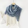 Pañuelo Cuadrado de Color Sólido, Estilo Delgado para Primavera y Otoño, Borde de Encaje, Pañuelo Cuadrado de Algodón y Lino, Pañuelo de Seda para Mujer, Pañuelo de Playa para Vacaciones, Chal Protector Solar, Venta al por Mayor