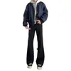 Pantalones de otoño para hombre de color liso estilo Hong Kong para calle alta con caída, corte simple y limpio, microcampana, de pierna ancha hasta el suelo