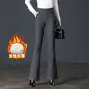 9207 pantalones acampanados a rayas forrados de polar pantalones de lana de invierno para mujeres de mediana edad ajustados pantalones de cintura alta para madres de mediana edad y ancianas