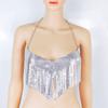 Top de mujer para discoteca con borlas de metal y escote halter con tirantes en V profundo, sexy, personalizado, popular en Amazon transfronterizo