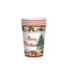 Árvore de Natal de Azevinho Festa de Natal Conjunto de Pratos e Copos de Papel Descartáveis Decoração de Mesa Toalha de Mesa Banners Jantar de Feriado