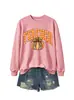 Amazon eBay loja independente moda casual versátil feminina professora estampa de leopardo laço outono e inverno moletom