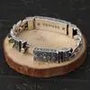 Atacado de fábrica joias de prata de lei 925 prata tailandesa retrô mantra de seis caracteres caractere de Buda fecho de pulseira Vajra de diamante corrente de prata