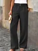 2026 Verano Nuevo Moda Cruzada Europea y Americana Comercio Exterior Casual Rectos Tejidos Pantalones Largos de Mujer Pantalones Casuales Verano