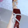 Sandalias transparentes de punta abierta para mujer, calzado de verano para exteriores, punta cuadrada, tacón grueso, zapatos de tacón alto, nuevo modelo 2025, sandalias de meter con pedrería, sandalias de tacón medio