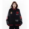 Chaqueta de Marca de Moda con Estampado de Letras y Insignia Retro Americana Nueva 2026 para Mujer, Chaqueta de Béisbol Casual Holgada Estilo Universitario de Otoño