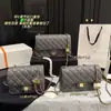 Bolso Cuadrado Acolchado con Cadena Estilo Chanel para Mujer con Logo Doble C, Solapa Ajustable, Bolso de Hombro y Cruzado Versátil y de Moda
