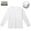 Camiseta de manga comprida 100% algodão para meninas, 200g, solta, simples, versátil, camiseta infantil de manga comprida, outono e inverno, gola redonda, base lisa