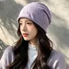 Gorro de punto estilo coreano ins con patrón de estrellas y borde enrollado para mujer, gorro casual de otoño extragrande, sombrero slouchy versátil
