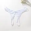 Lencería Sexy Tallas Grandes para Mujer Europea Americana Transfronteriza Perla Masaje Sin Entrepierna Transparente No Extraíble Sexy Encaje Tentación Tanga