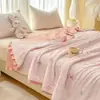 Versión Coreana 2026 Encaje Francés Estampado Floral Madre-Hijo Algodón Puro Doble Capa de Gasa Colcha de Verano Estilo Princesa Fresca Colcha Refrigerante de Verano