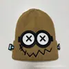 Versión Coreana del Nuevo Gorro de Lana Divertido y Lindo de Robot con Fallos para Mujer Otoño e Invierno Gorro de Punto Cálido Gorro de Lana para Estudiante