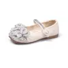 Zapatos de Princesa Cristal Elsa para Niñas, Nueva Colección Primavera/Otoño, Moño de Perlas, Zapatos de Cuero para Bebés Niños, Zapatos Planos Suaves con Pedrería
