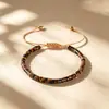 Pulseira de Pedras Naturais 4*2mm Espaçadoras Popular de Venda Cruzada, Pulseira Ajustável Estilo Boêmio Tecida à Mão