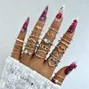 Anillo de Perla Envejecida con Mariposa Flor Luna Transfronterizo Anillo de Ojo con Forma de Serpiente Juego de Anillos con Forma de Serpiente y Mariposa