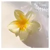 Presilha de Cabelo Flor de Frangipani, Acessório de Cabelo Feminino de Luxo, Presilha de Tubarão para a Parte de Trás da Cabeça, Presilha Lateral de Luxo