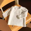 Camiseta Deportiva Blanca de Manga Larga Estilo Coreano para Niños y Adolescentes, Camiseta Fina de Algodón Estilo Academia para Primavera y Otoño, Camiseta Base para Niñas
