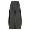 Y6059 Calle Principal Estilo Americano Unisex Retro Estilo Old Money Diseño de Hebilla Metálica Plegada Pantalones Holgados con Corte de Tijera para Hombre