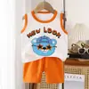 Traje de Chaleco para Niños Verano Algodón Puro Niños Nuevo Niñas Pantalones Cortos Ropa Transfronteriza Ropa Infantil Mayorista Dropshipping