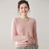 Primera línea prêt-à-porter cuello en V suelto de manga larga jersey de punto camisa base otoño e invierno cálido fino suéter de cachemira suéter para mujer mujer