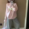 Moletom Fino Estilo Japonês Fresco Estilo Ins Estampa Divertida de Letras Moda Feminina Versátil Tendência Ombro a Ombro