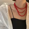 Colar de pérolas multicamadas de ouro da Coreia do Sul, design de nicho de luxo leve, colar de corrente de clavícula de pérolas, joias curtas femininas