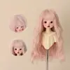 Peruca para Bonecas BJD, 346 Pontos com Franja, Cabelo Personalizável, Cachos Macios de Lã de Seda, Peruca de Cabeça Inteira