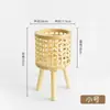 Macetas de ratán estilo nórdico, plantas de interior tejidas de bambú para sala de estar, potos, soporte alto de madera tejido hecho a mano para plantas de piso
