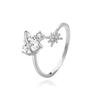 Anillo Plata de Ley 925 Dedo Amor Planeta Anillo para Mujer Estilo Lujo Ligero de Alta Gama Versátil Nicho de Alta Gama para Mujer