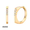 Brincos de Nicho High-End Transfronteiriços, Banhados a Cobre com Ouro 18K, Zircônia, Brincos de Clip Elegantes, Brincos Redondos de Luxo Leve, Atacado