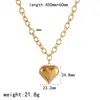 Estilo Ins Acero Inoxidable Corazón Grande Collar Pulsera Juego de Joyería Cadena de Bolas Exagerada Chapado en Oro de 18K Collar que No se Desvanece