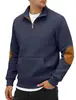 Moletom Casual Masculino Jacquard Suede Xadrez Pequeno Gola Alta Meio Zíper Outono Inverno Amazon Transfronteiriço
