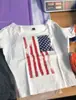 Camiseta Cinza Estampada Retro Americana de Manga Curta e Um Ombro Só para Mulheres, Tendência de Verão, Caimento Solto, Afinando, Versátil, Tomara que Caia, Estilo Ins da Moda