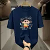 Camiseta de Manga Curta Verão Nova Desenho Animado Estampa Crayon Shin-chan Solta Tendência Versátil Top Masculino Camiseta de Manga Curta