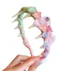 Diadema de flor con lazo para niños para arreglar flecos y cabello suelto, pinza para el cabello de corona alta para niñas, diadema que no aprieta la cabeza para niñas pequeñas