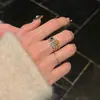 Anillo Fino Vintage Cuadrado de Diamante Retorcido Popular de Xiaohongshu, Anillo de Nicho de Alta Gama, Anillo para el Dedo Índice, Envío Directo