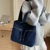 Bolsa de Jeans Lavado Casual de Alta Qualidade Estilo Coreano 2025 Nova Versátil Estilo Preguiçoso Bolsa de Ombro para Mulheres