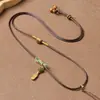 Cordón asimétrico de cuero encerado tejido a mano para mujer, adecuado para colgantes de oro, jade, ágata y otros, estilo delgado