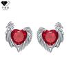 Pendientes de Plata de Ley S925 Estilo Europeo y Americano con Alas de Ángel y Forma de Corazón para Mujer, Pendientes de Alta Gama Modernos Incrustados con Diamantes Que No Se Desvanecen