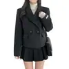 Abrigo de Lana Casual de Manga Larga con Solapa de Temperamento Chic de Alta Gama para Mujer Dongdaemun Coreano