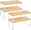 Prateleira de Armazenamento de Mesa de Madeira Prateleira para Condimentos e Especiarias para Bancada de Cozinha Madeira Ferro Expansível Porta Cápsulas de Café