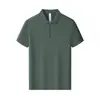 Polo de 180g de nailon-spandex, seda de hielo, secado rápido, con cremallera, camiseta de manga corta de verano, ropa deportiva para exteriores con logo bordado