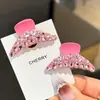 Pinza para el Cabello Pequeña con Incrustaciones de Diamantes Rosa Dulce para Mujer, Cara Sonriente de Alta Gama, Pinza Half-Grab de Aleación en la Parte Posterior de la Cabeza, Tocado de Pinza Versátil