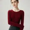Nuevo Suéter de Cachemira de Cuello Redondo Otoño/Invierno para Mujer, Suéter Cárdigan de Punto de Pecho Sencillo con Cuello Medio Abierto, Top Versátil Casual