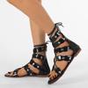 Tacones Sandalias Romanas para Mujer Exportación Estilo de Lujo Europeo y Americano Planos Zapatos Romanos Sandalias con Tira Cruzada y Cremallera Trasera para Mujer