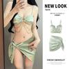 2025 Nuevo Traje de Baño para Mujer Separados Bikini Tres Piezas Sexy Chica Caliente Cadena de Diamantes Gama Alta Vacaciones en la Costa Aguas Termales