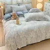 Conjunto de Quatro Peças para Quarto em Lã de Leite Espessa de Alta Qualidade Classe A Conjunto de Lã Quente Antiestático Tridimensional Esculpido de Lado Duplo de Inverno