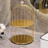 Estante de Baño de Hierro Forjado, Estante de Almacenamiento para Cuidado de la Piel y Cosméticos para Baño e Inodoro, Almacenamiento de Jaula de Pájaros, Doble Capa